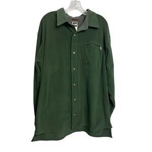 VTG North Face Mens Shirt Jacket Green Fleece Button Up Large Soft Shacket